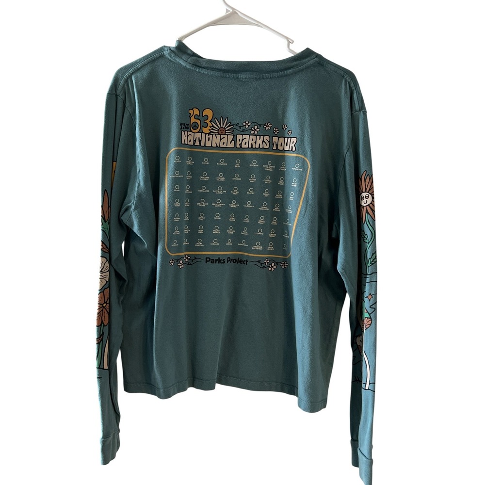 Parks Project The 63 National Parks Tour Long Sleeve Graphic Tee Teal XL